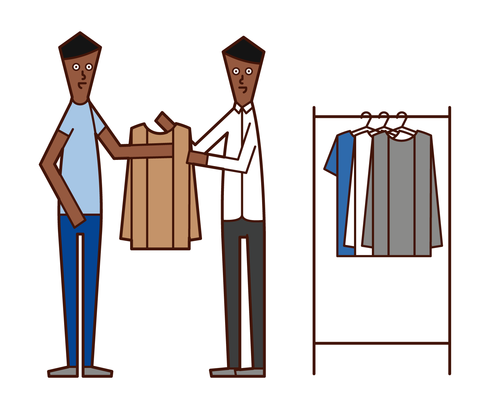 Illustration of stylist and apparel clerk (man)