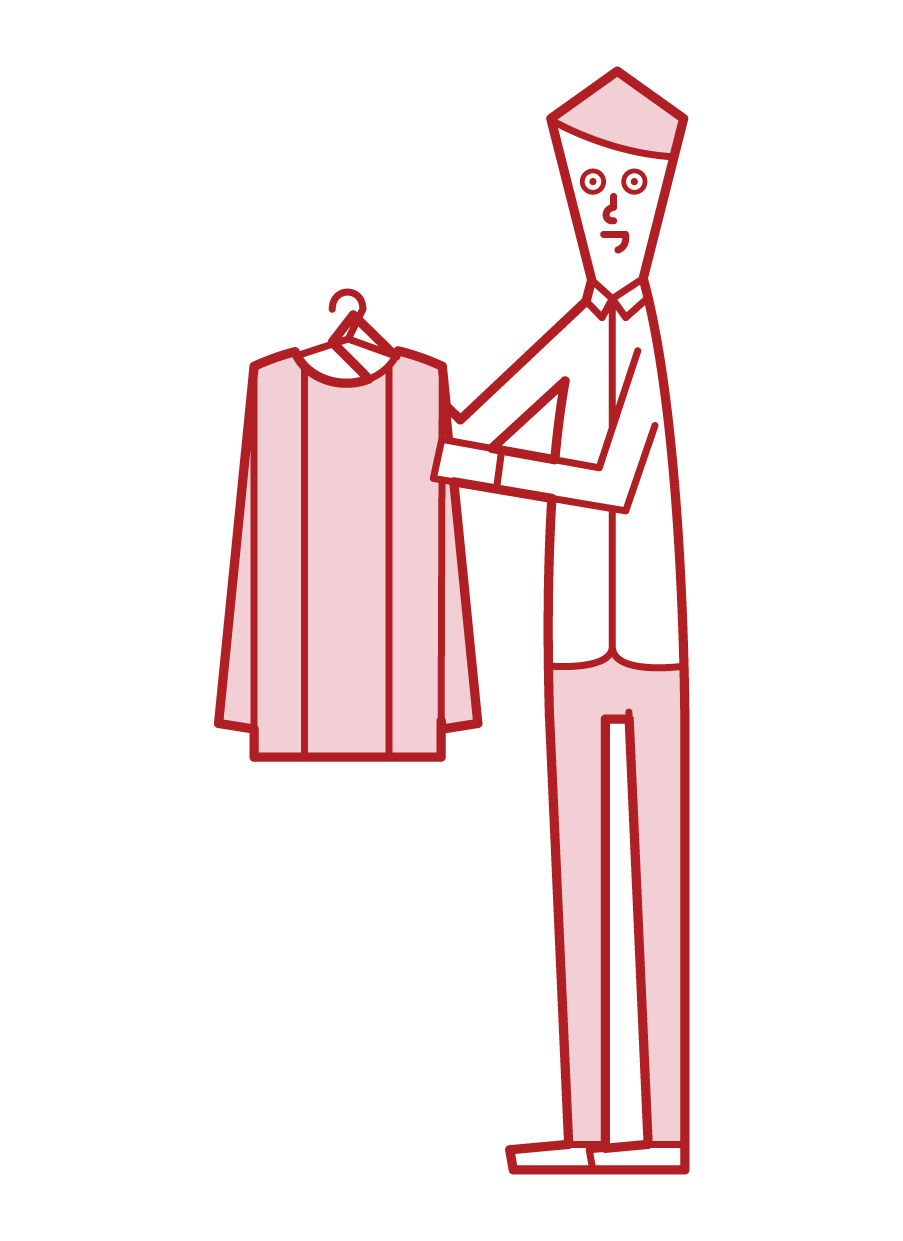 時尚顧問、服裝製造商員工和服裝店員（男性）插圖