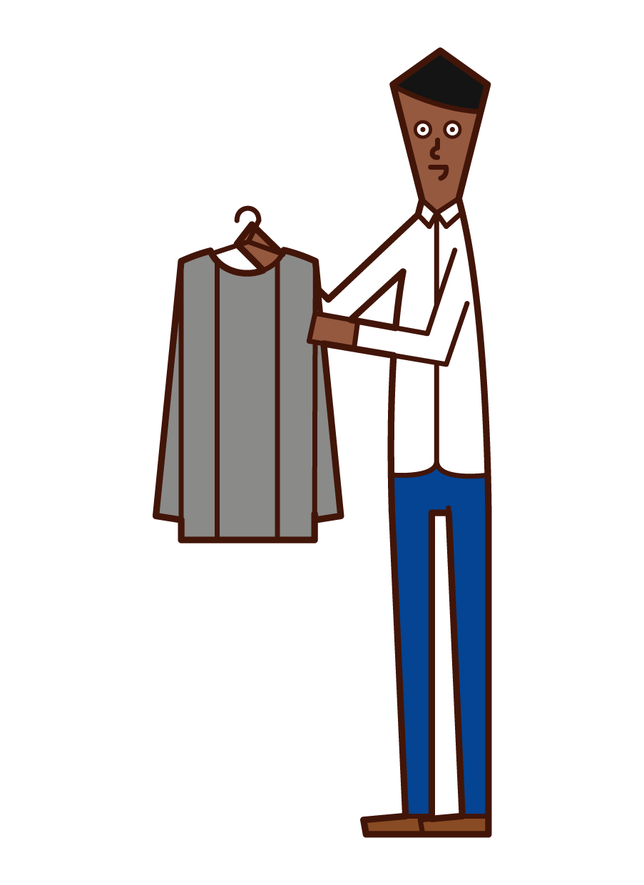 Illustration of fashion advisor, apparel manufacturer employee, apparel clerk (man)