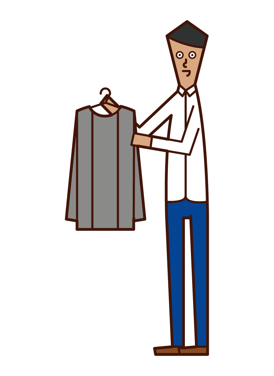 Illustration of fashion advisor, apparel manufacturer employee, apparel clerk (man)