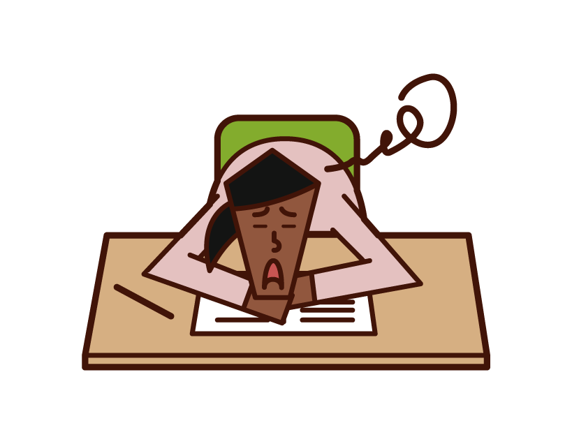 Illustration of a woman who doesn't like studying