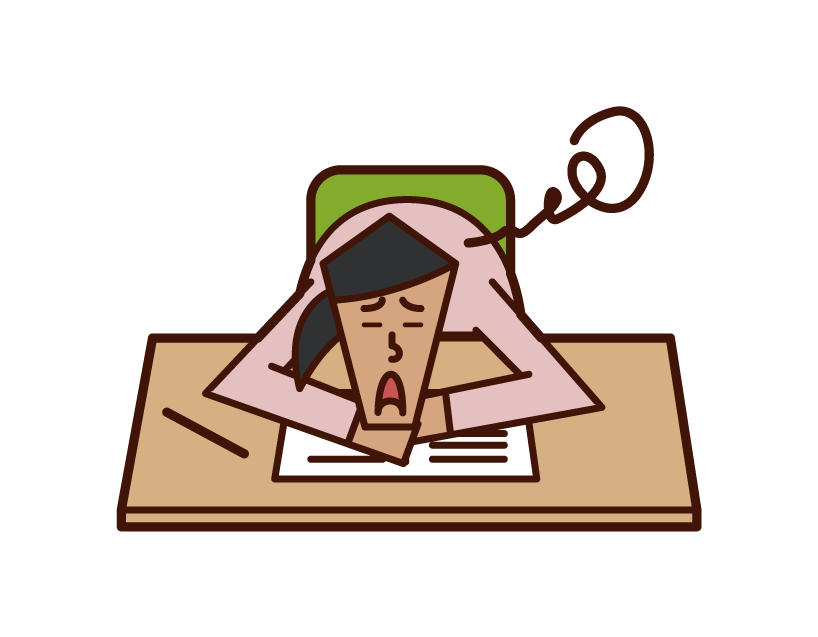 Illustration of a woman who doesn't like studying