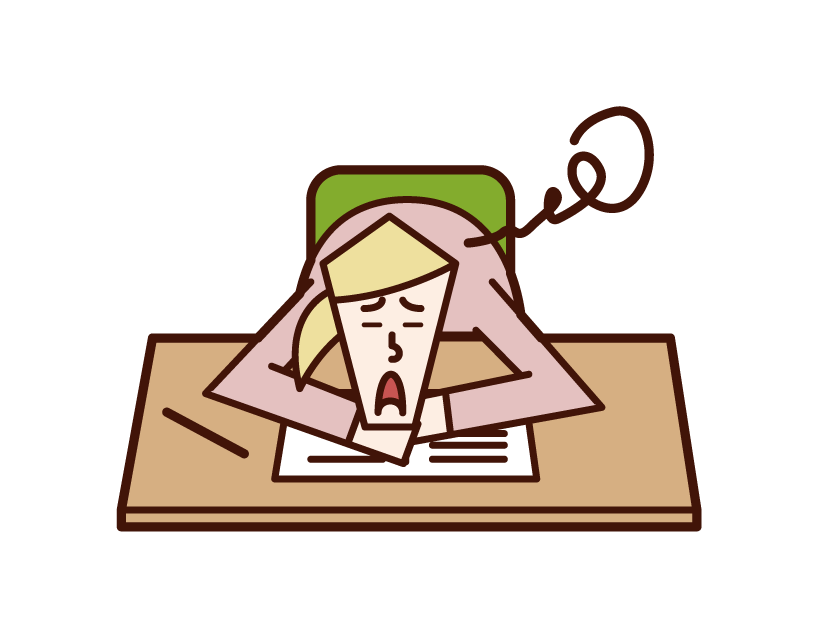 Illustration of a woman who doesn't like studying