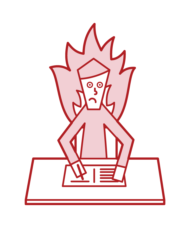 Illustration of a person (man) who studies hard
