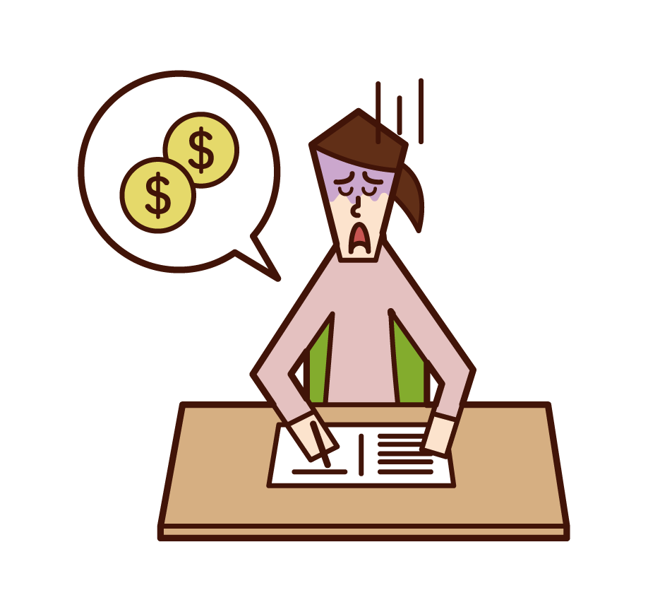 Illustration of a woman who keeps a household account book