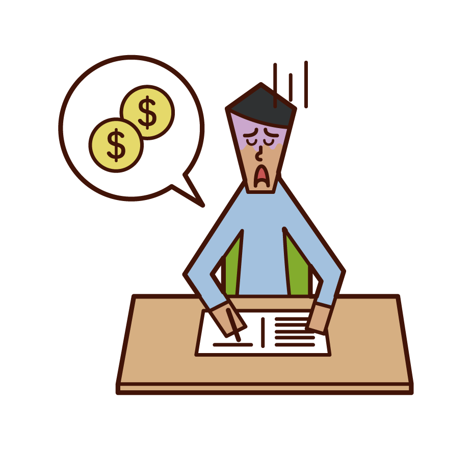 Illustration of a man who keeps a household account book
