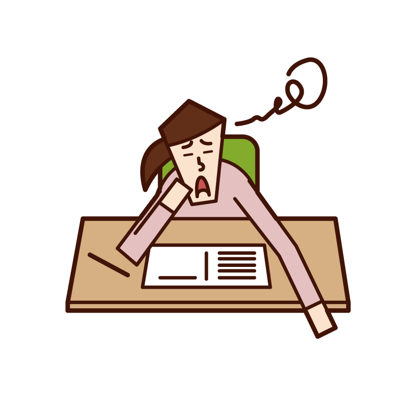 Illustration of a woman taking a break while studying