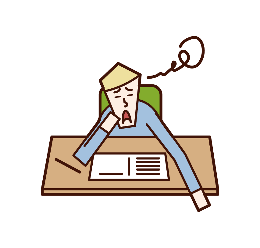 Illustration of a person (man) who is not motivated to study
