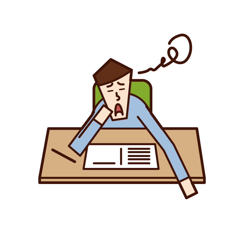 Illustration of a person (man) who is not motivated to study