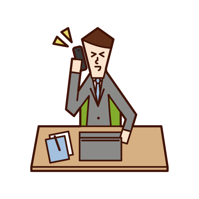 Illustration of a man calling at work