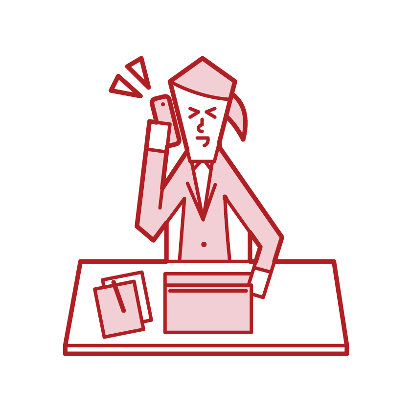 Illustration of a woman calling at work