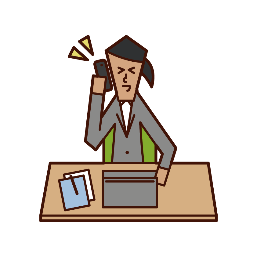 Illustration of a woman calling at work