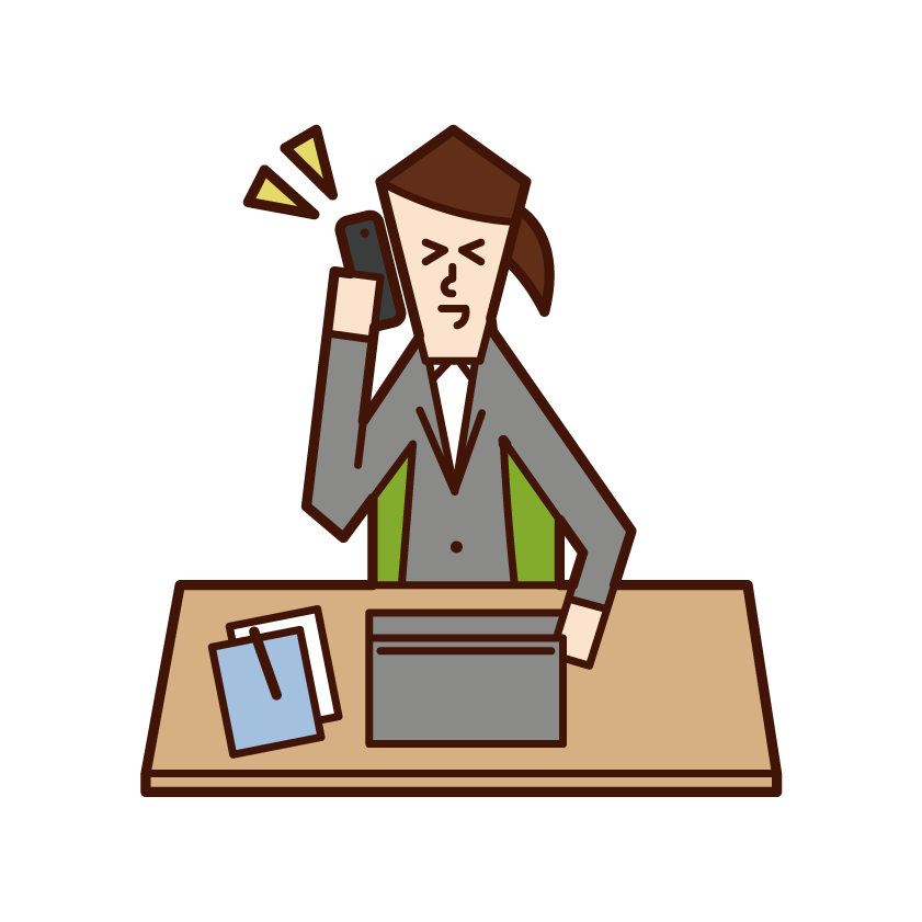 Illustration of a woman calling at work