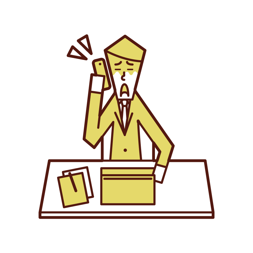 Illustration of a man calling at work