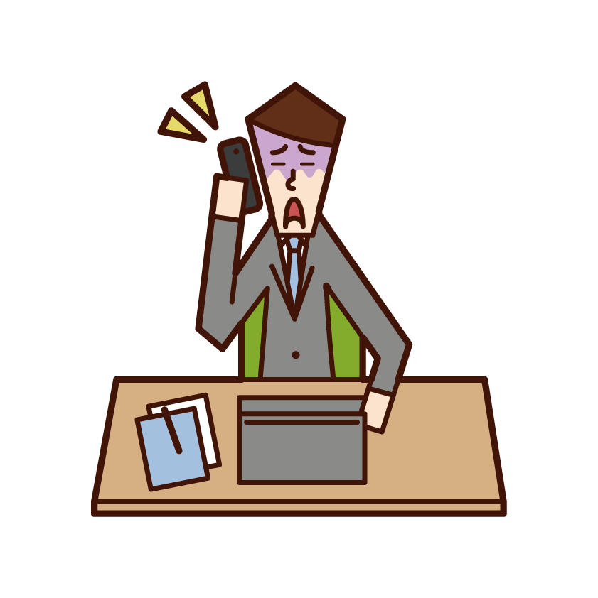 Illustration of a man calling at work