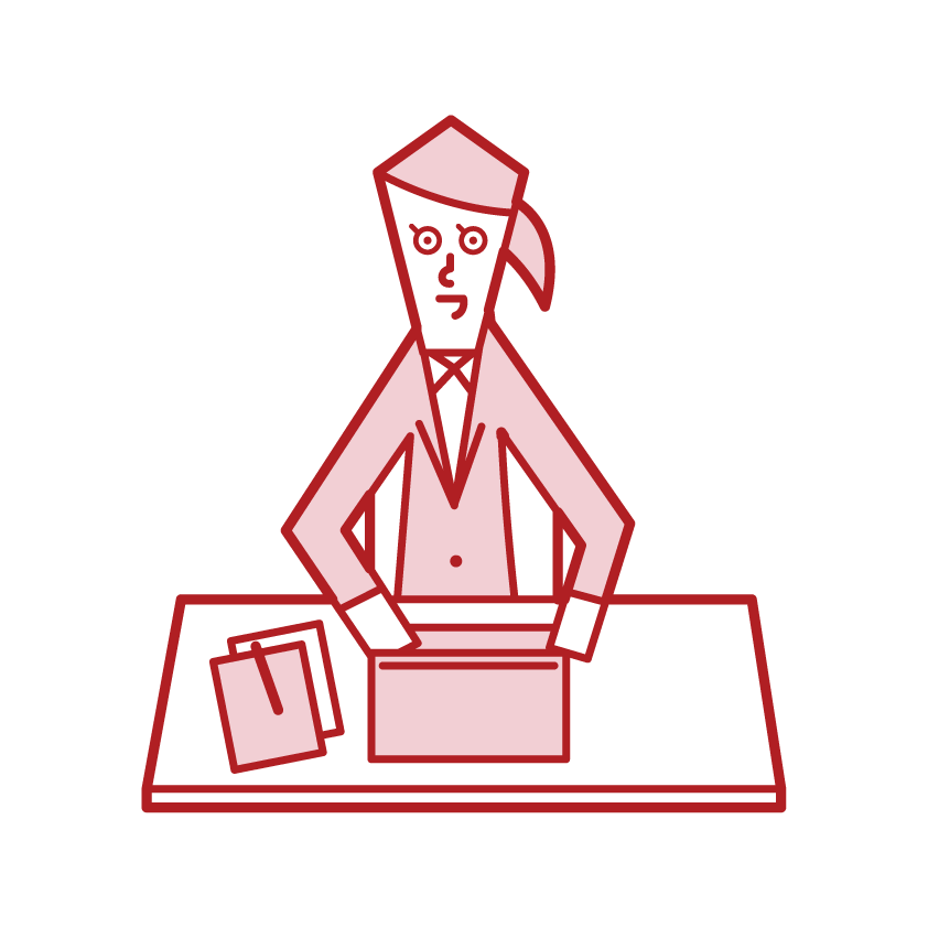 Illustration of a person (woman) who is working