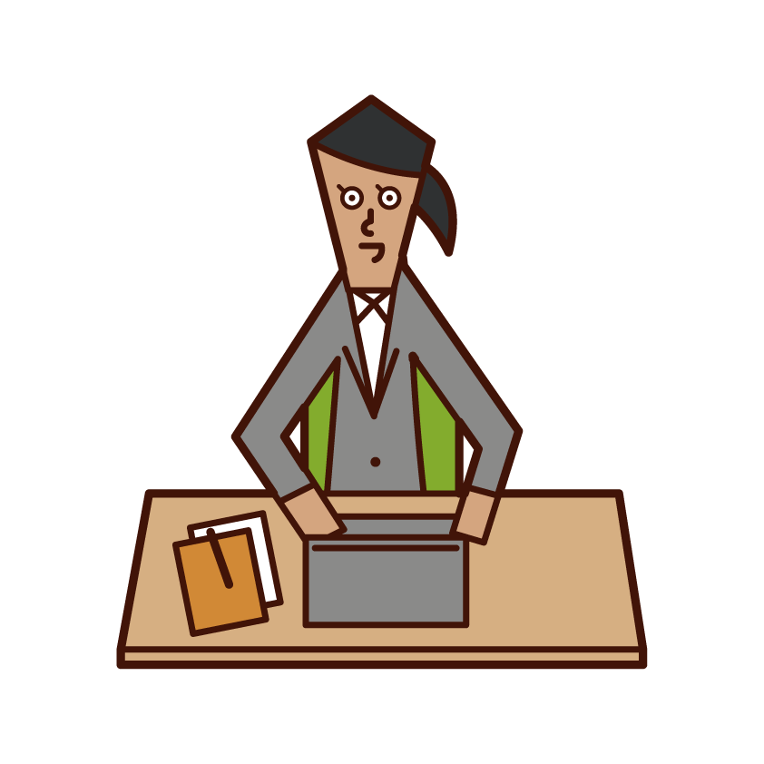 Illustration of a person (woman) who is working