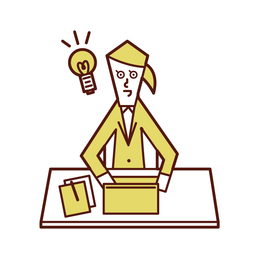 Illustration of a woman who had a good idea at work