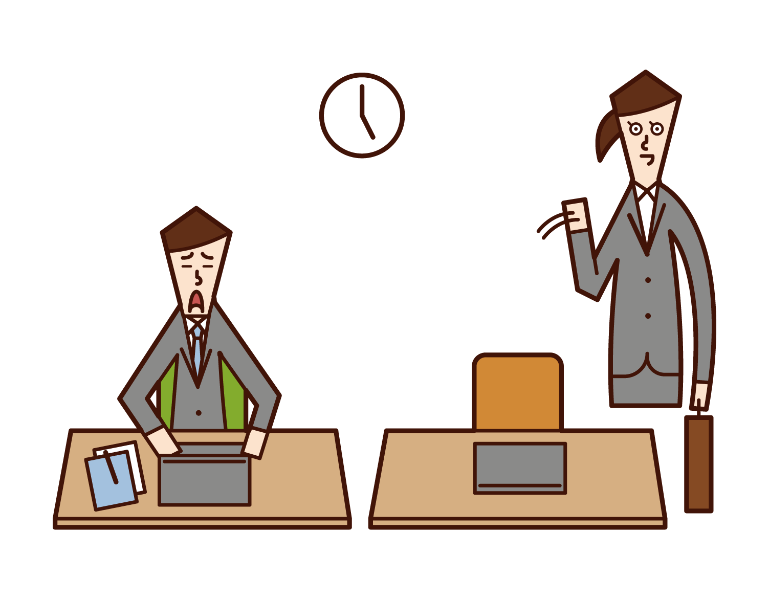 Illustration of a person (man) who comes to work