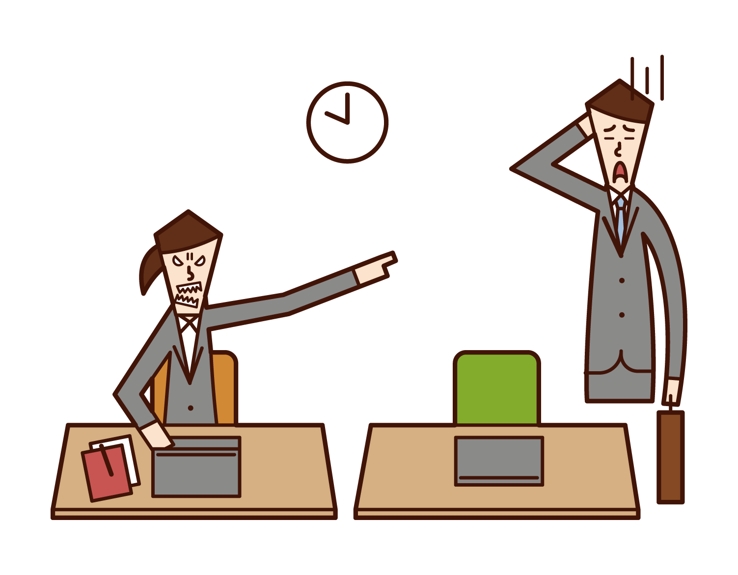 Illustration of a person (woman) forcing overtime work