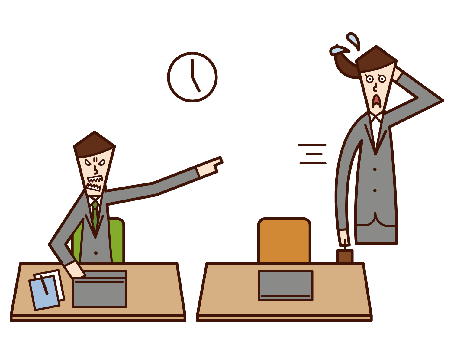 Illustration of a person (man) leaving the office