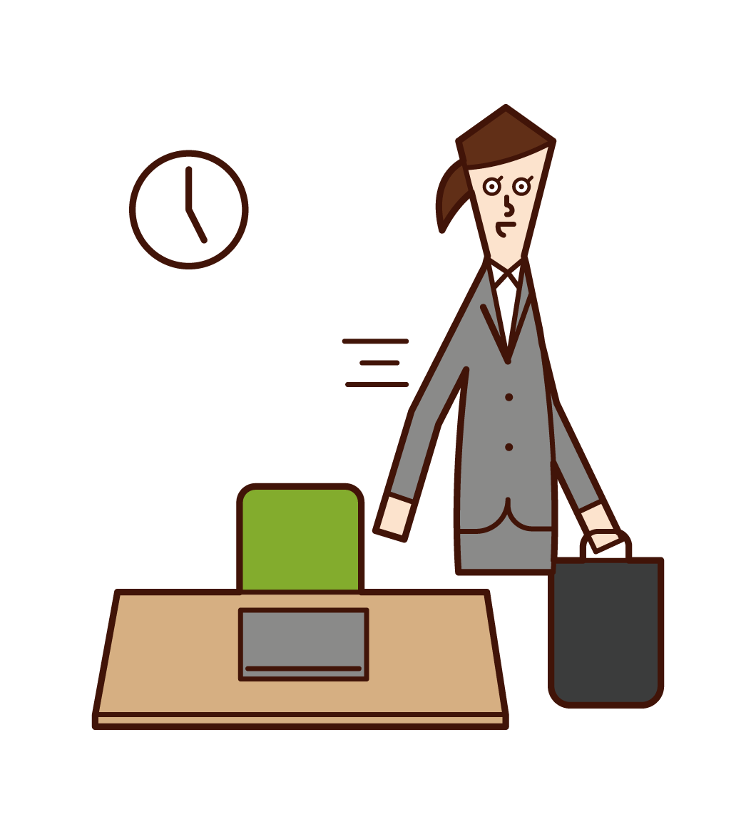 Illustration of a person (woman) forcing overtime work