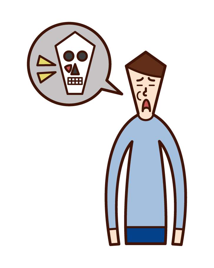 Illustration of a person with head injuries and head injuries (man)