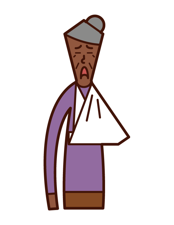 Illustration of an old man (woman) with broken arm