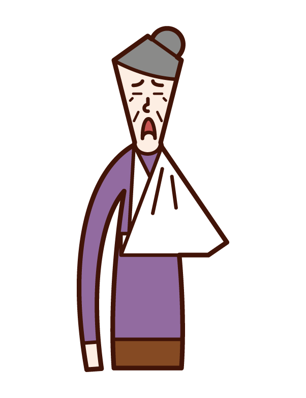 Illustration of an old man (woman) with broken arm