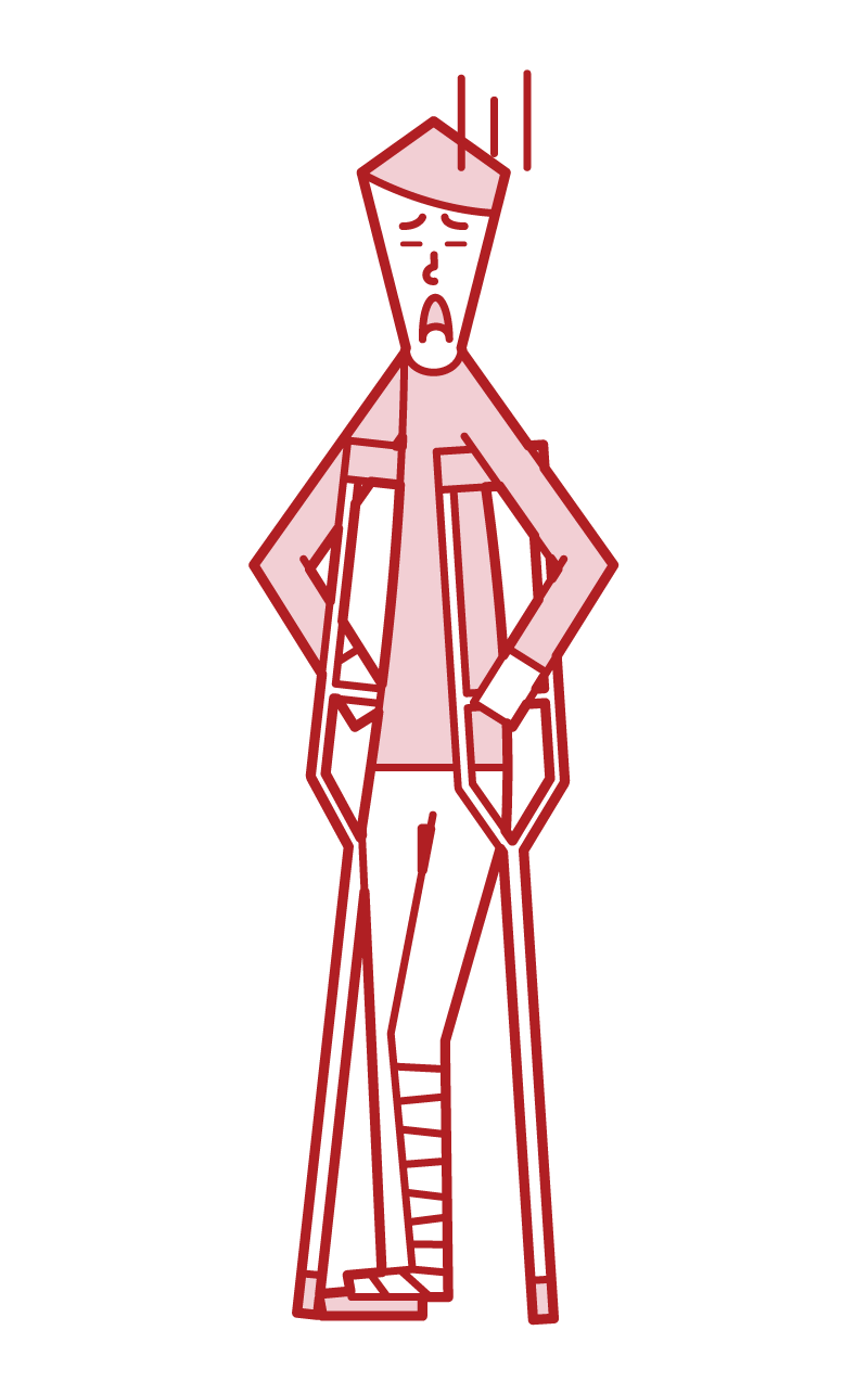Illustration of a man on crutches