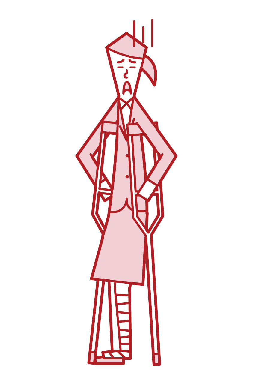 Illustration of a woman on crutches