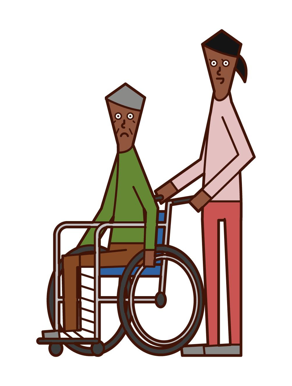 脚を骨折して車椅子に乗る老人 男性 のイラスト フリーイラスト素材 Kukukeke ククケケ