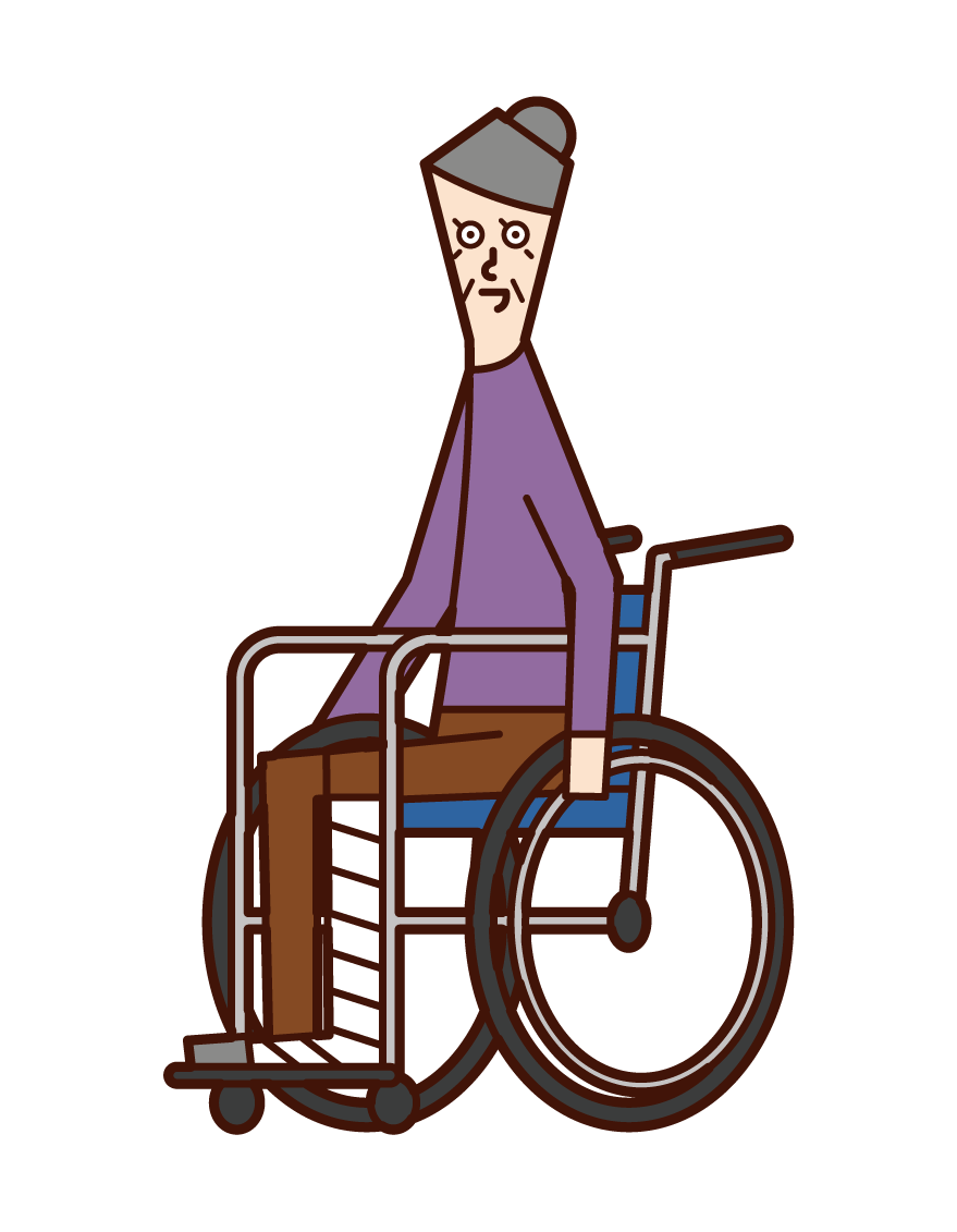 脚を骨折して車椅子に乗る人 男性 のイラスト フリーイラスト素材 Kukukeke ククケケ