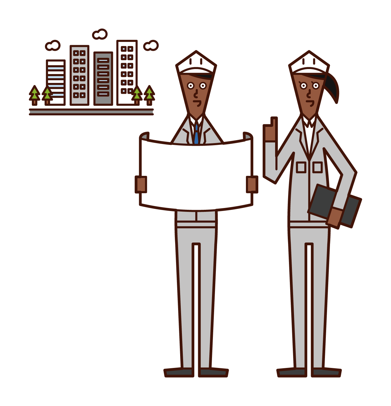 Illustration of a person developing an urban area
