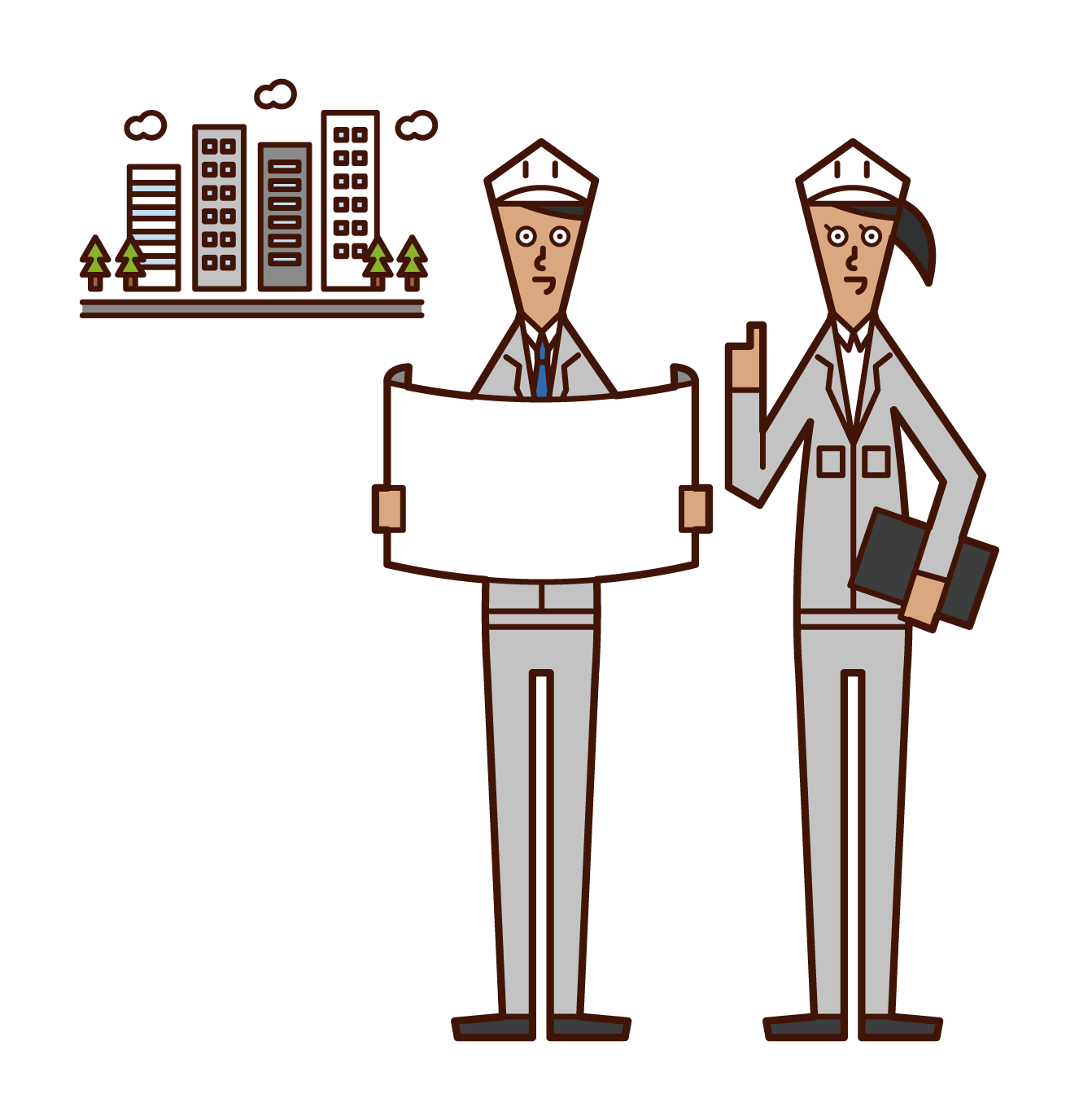 Illustration of a person developing an urban area