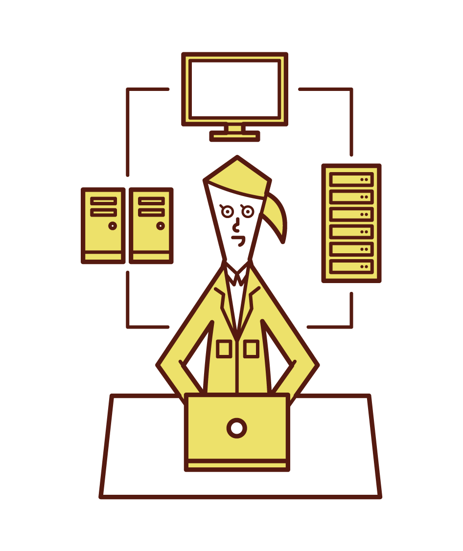 Illustration of information and system development (woman)