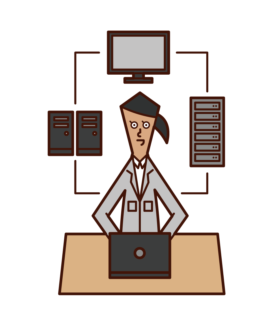 Illustration of information and system development (woman)