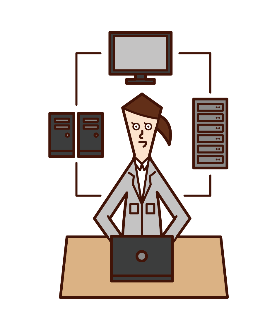 Illustration of information and system development (woman)