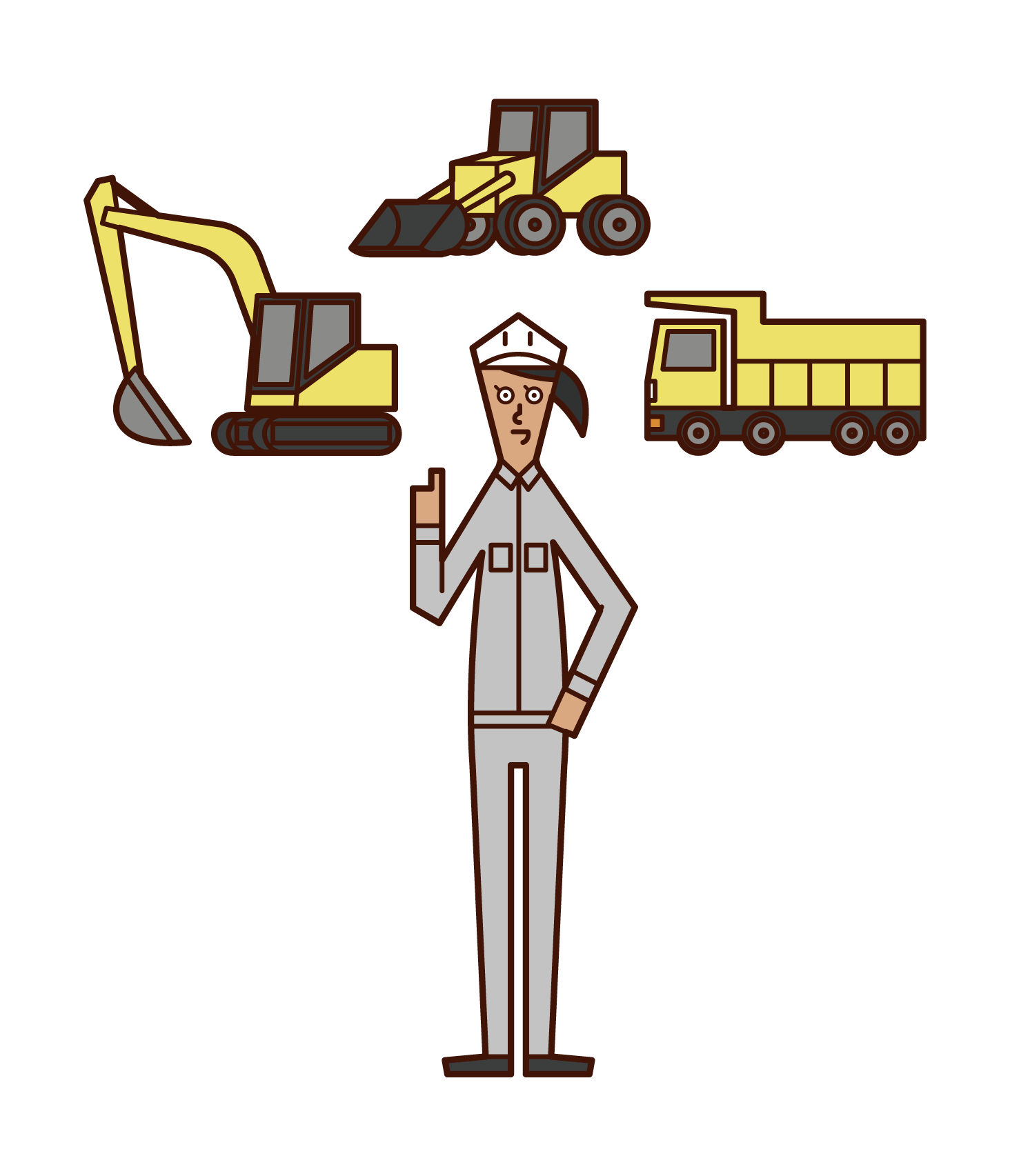 Illustration of heavy machinery operator (woman)