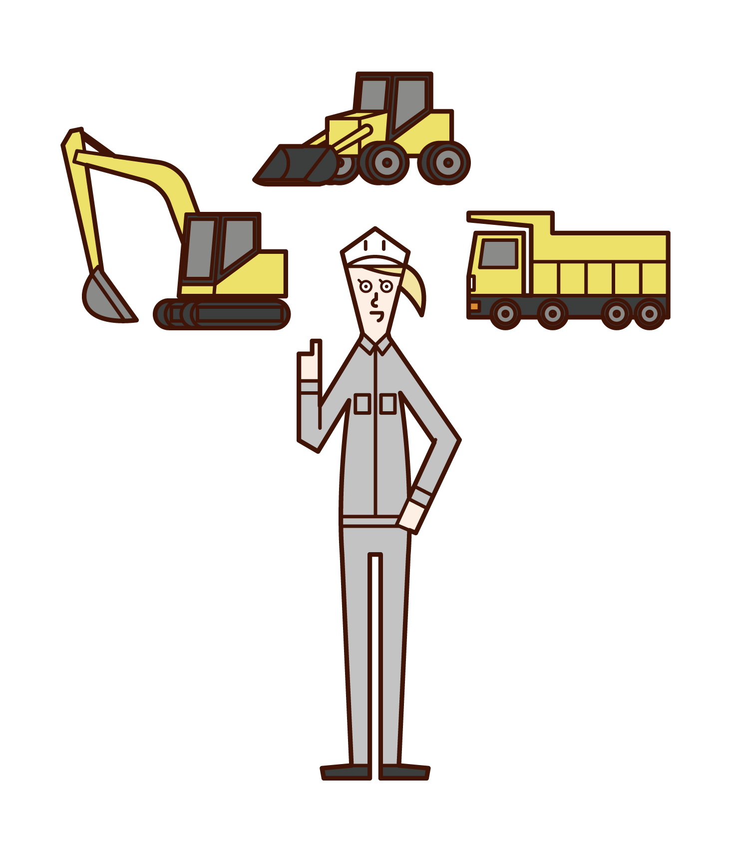 Illustration of heavy machinery operator (woman)