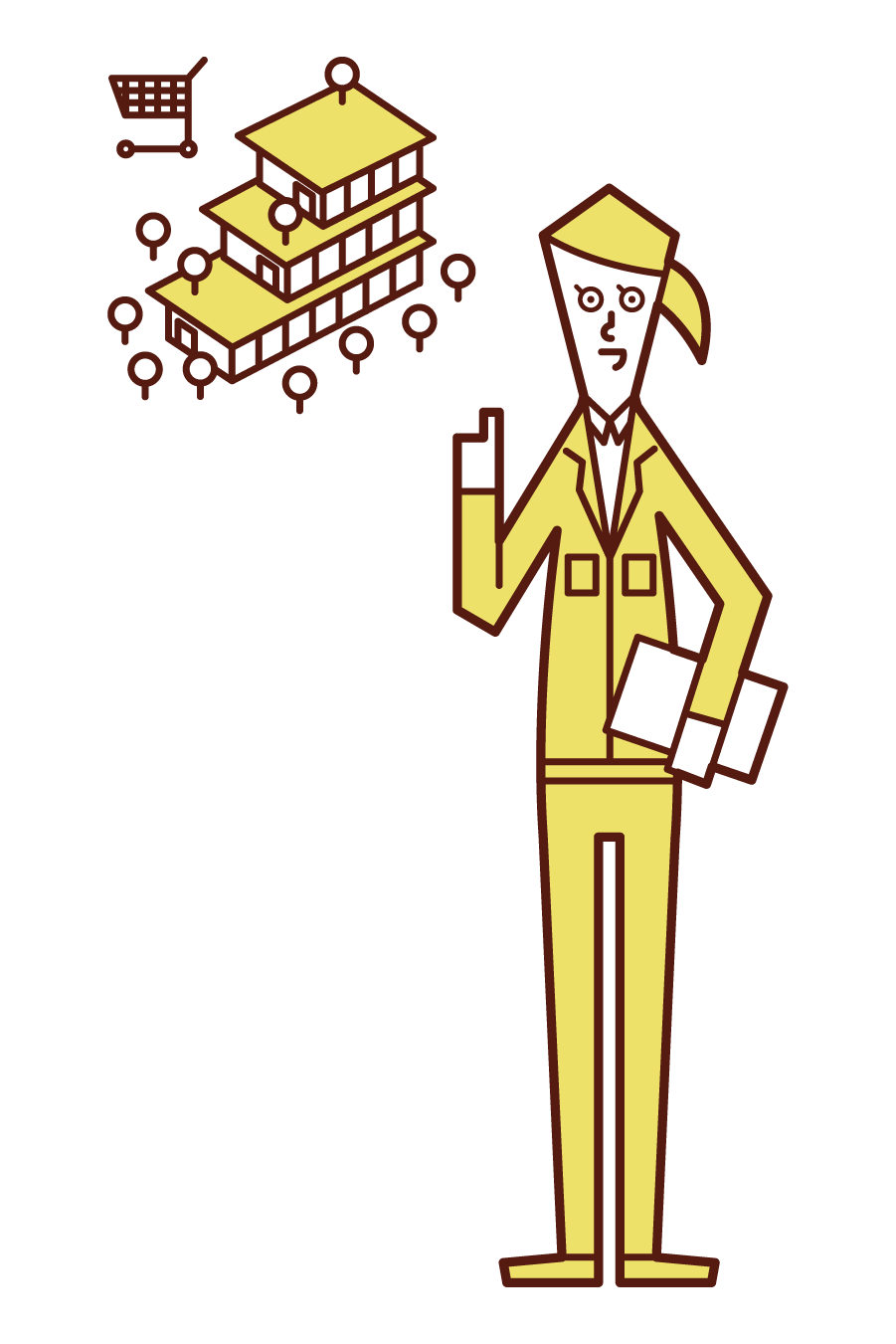 Illustration of a commercial facility worker (woman)