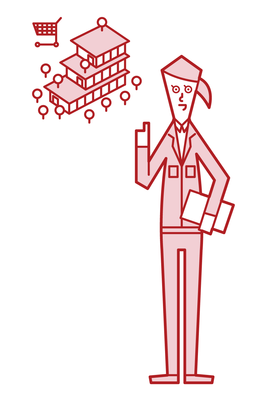 Illustration of a commercial facility worker (woman)