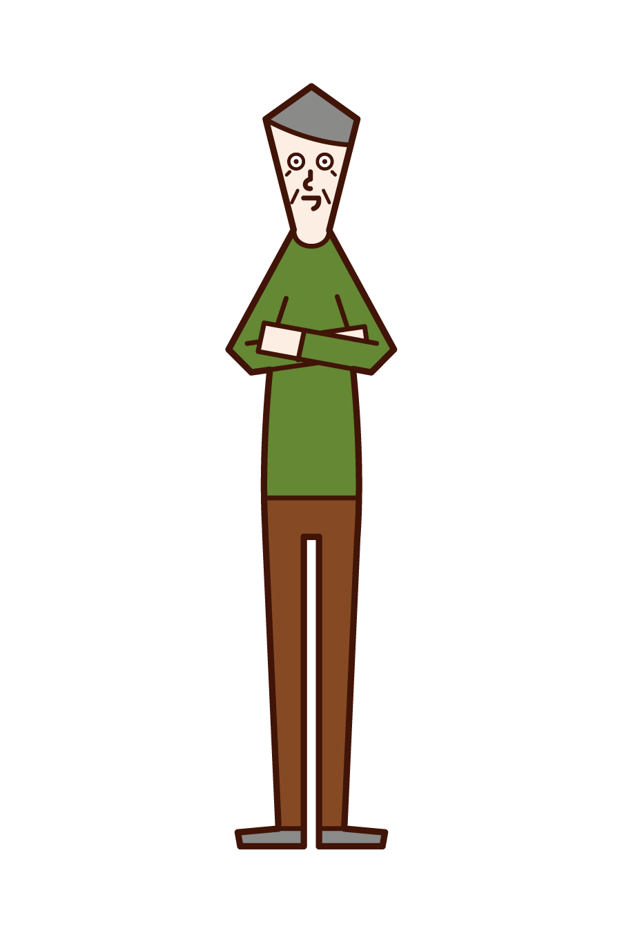 Illustration of an old man with his arms folded