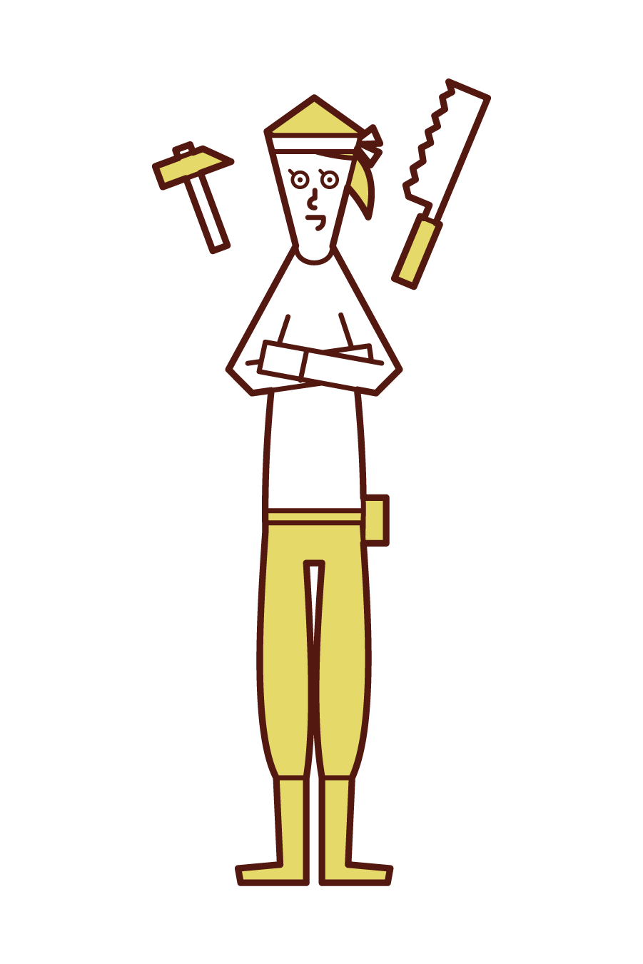 Illustration of a carpenter and a shrine carpenter (woman)