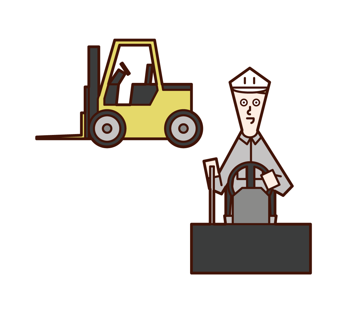 Illustration of forklift driver (man)