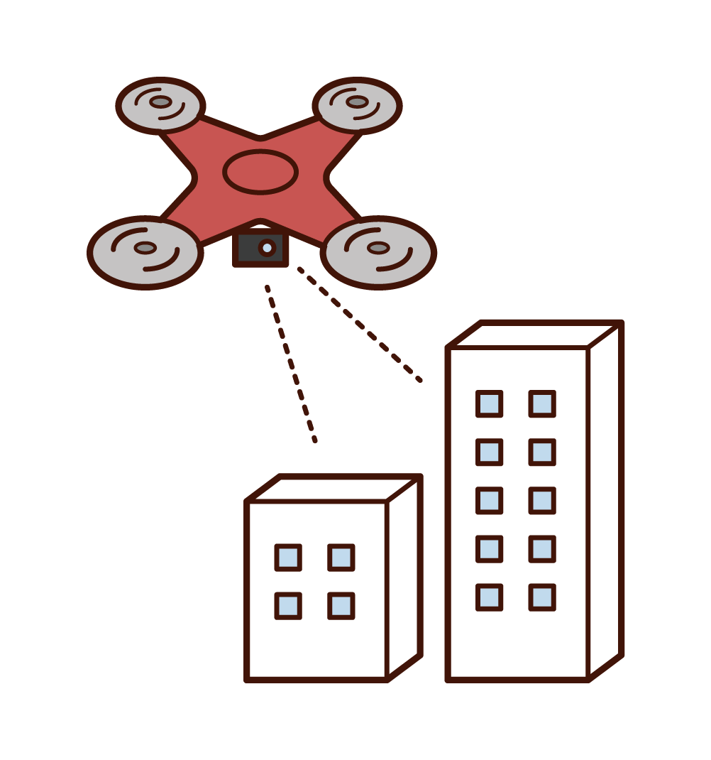 使用無人機進行建築物檢查和外牆調查的插圖