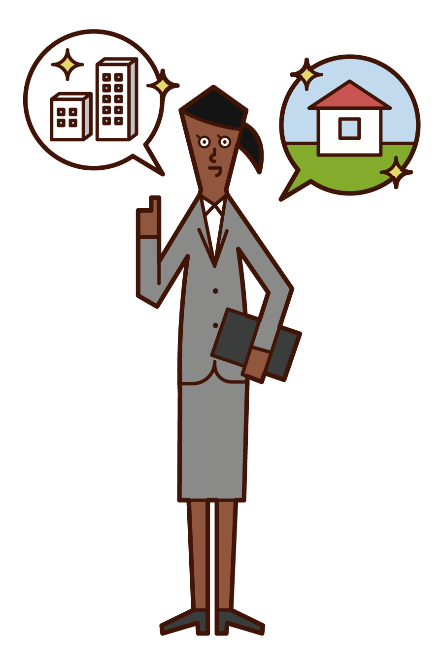 Illustration of a person (woman) who is a construction sales and real estate sales