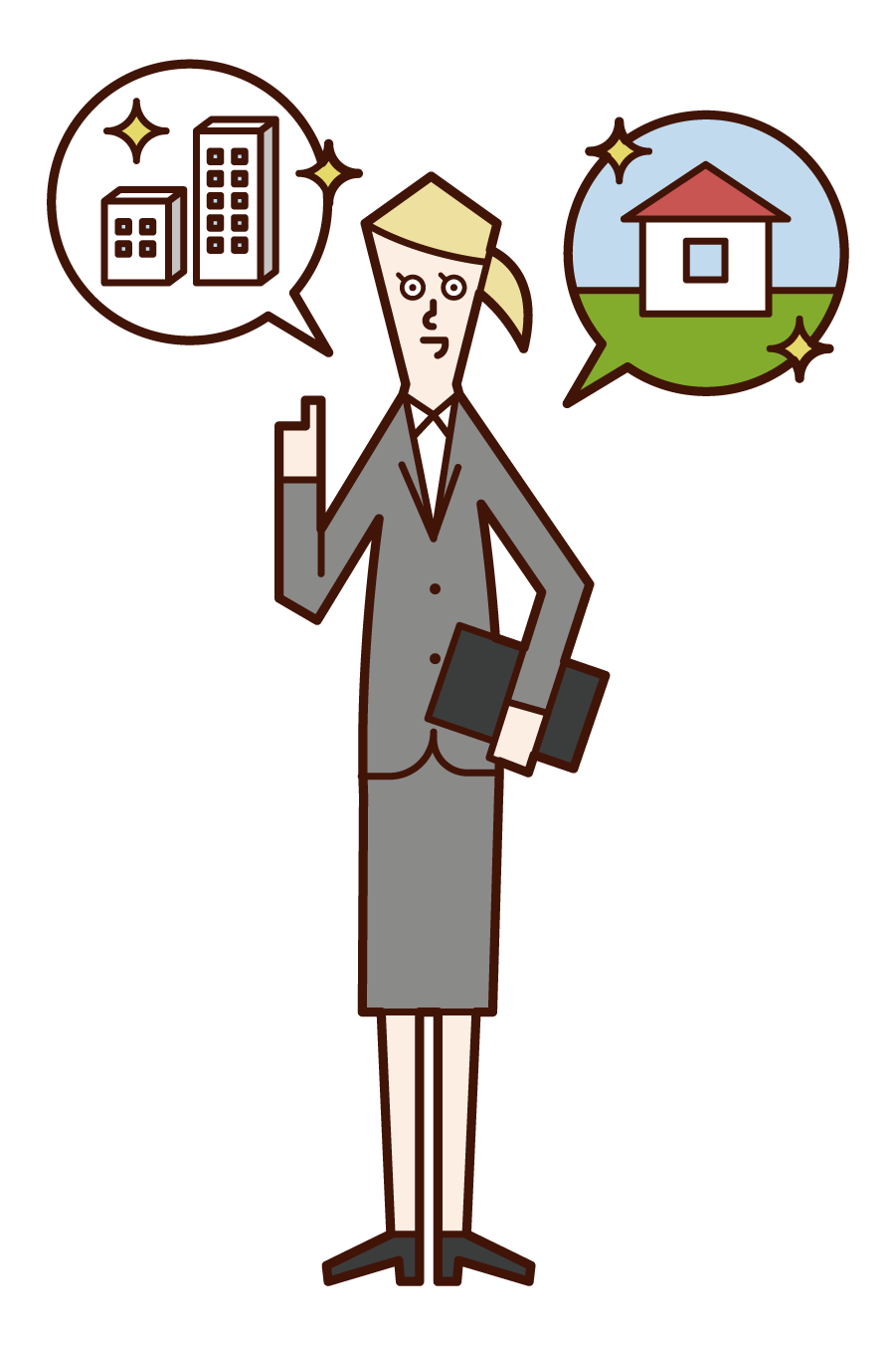 Illustration of a person (woman) who is a construction sales and real estate sales