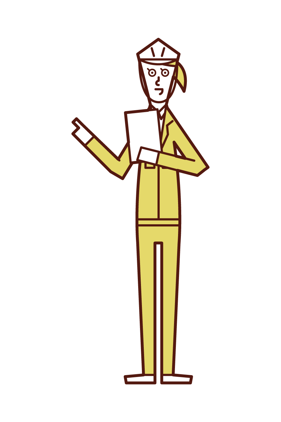 Illustration of a person (woman) who confirms safety and calls