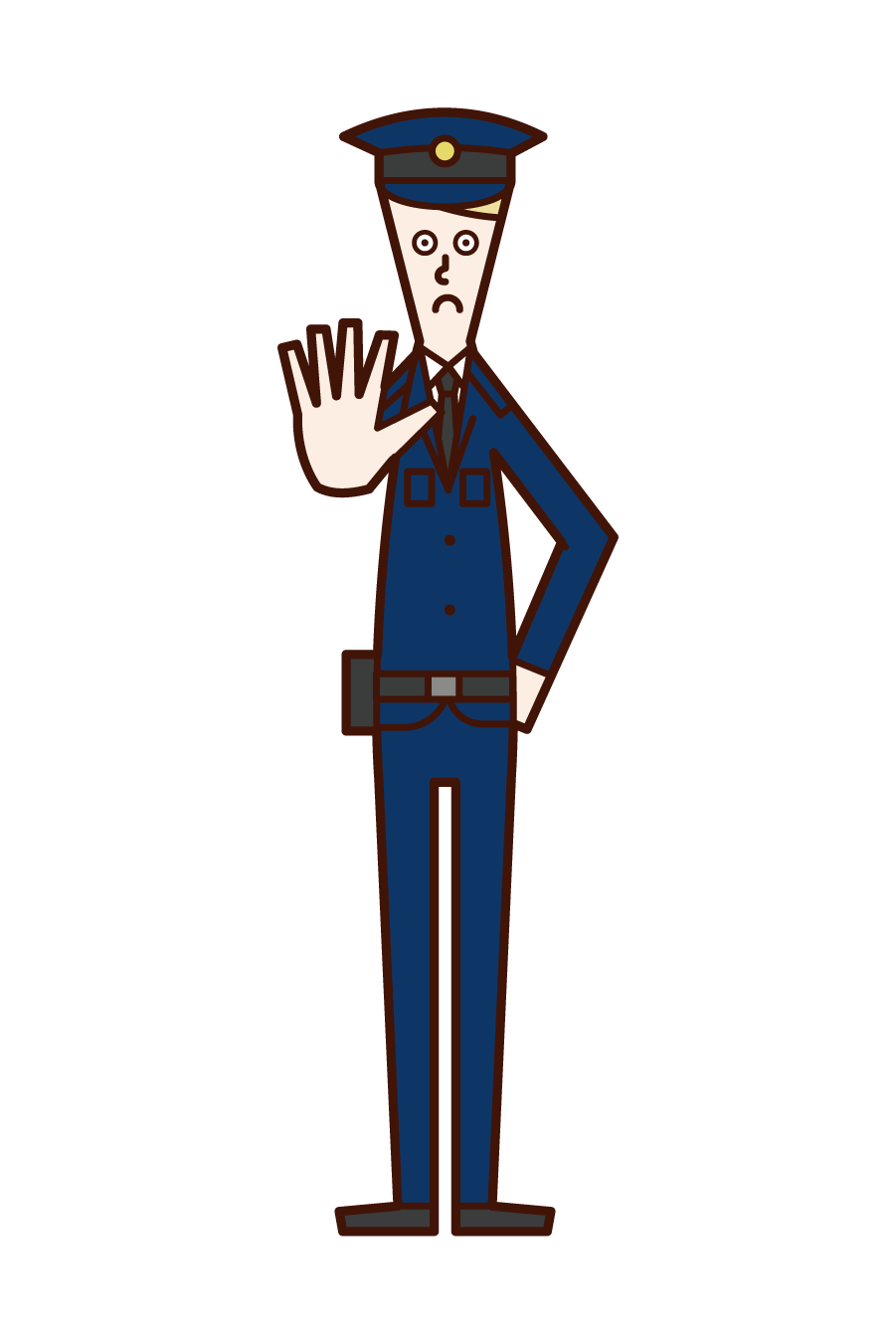 Illustration of a police officer (man) ordered off-limits